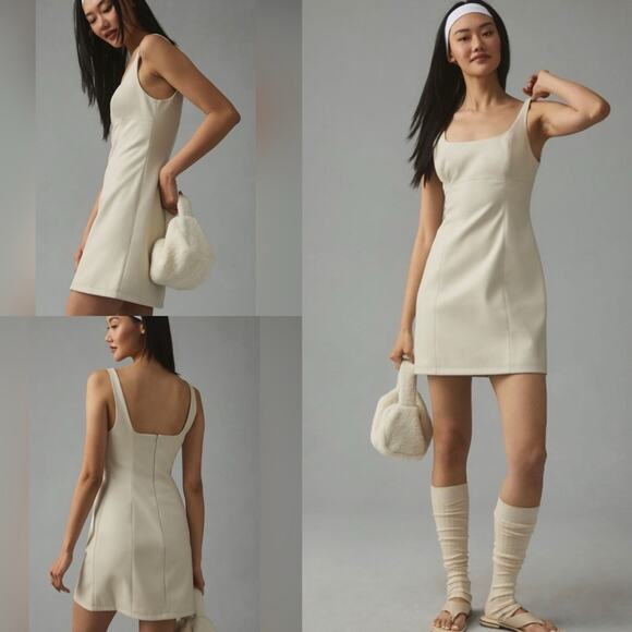 Maeve Cream Faux Leather Square Neck Mini Dress - Picture 10 of 10
